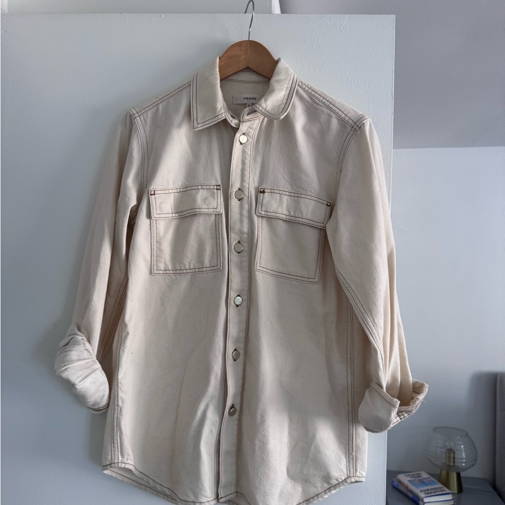 Frame Denim Cream Utility Shirt Jacket